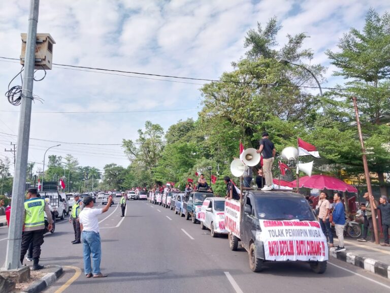 Ratusan Warga Muba Gelar Demo Keliling Tolak Mantan Calon Pemimpin Mantan Napi Koruptor