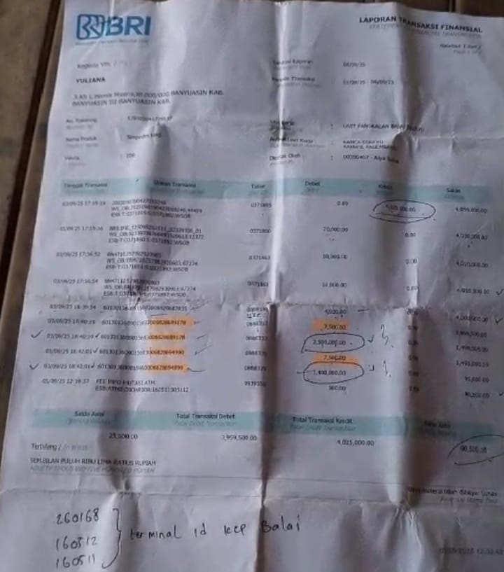Nasabah Bank Mekar di Banyuasin Kehilangan Uang di ATM BRI, Dugaan Pembobolan Rekening