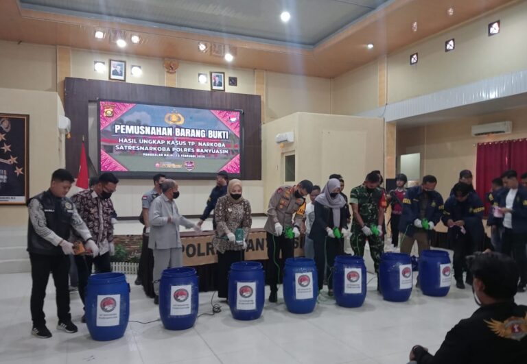 Polres Banyuasin Musnahkan 22 Kg Sabu Senilai Rp16 Miliar, 102 Ribu Jiwa Terselamatkan